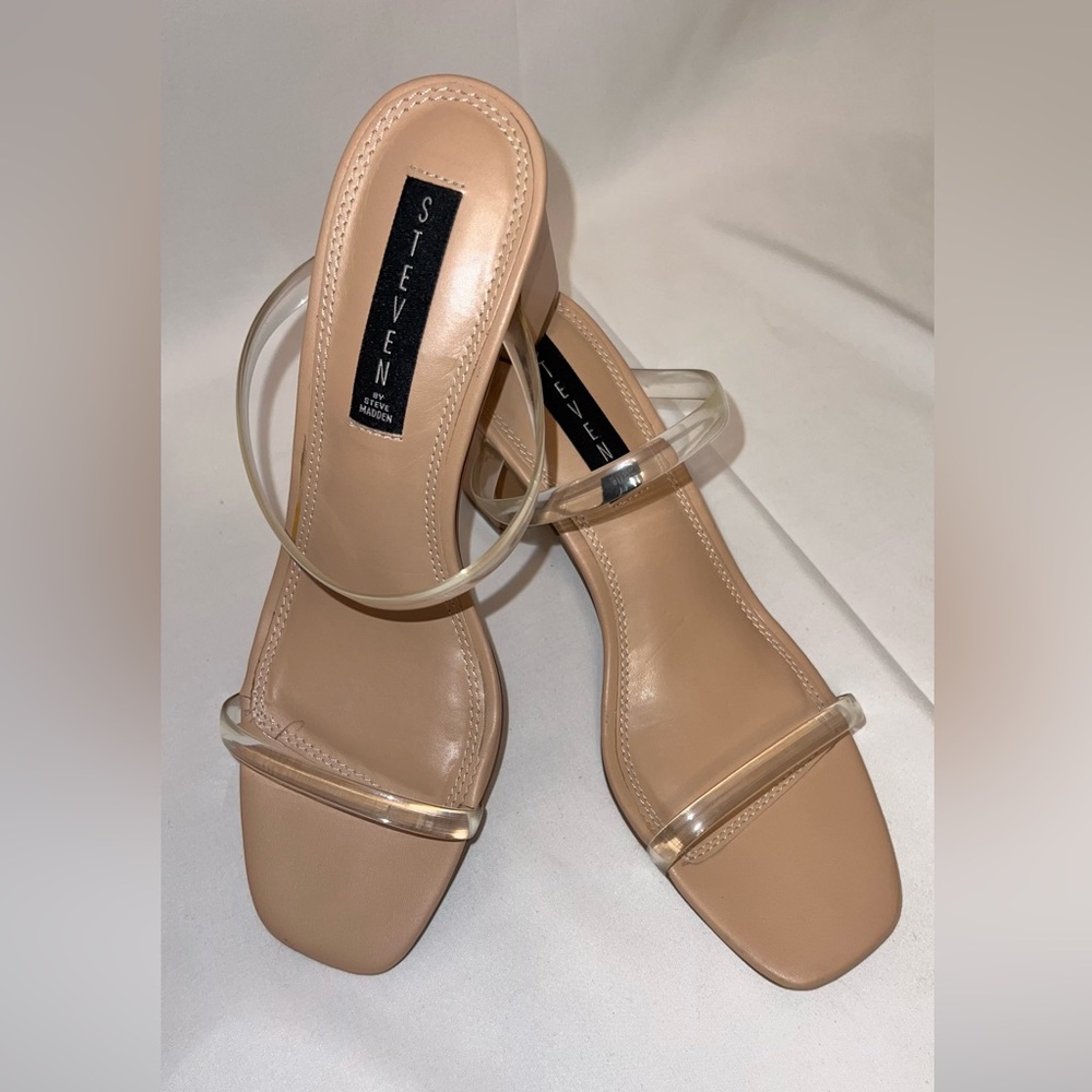 Size 9 Steve Madden heels clear straps and nude